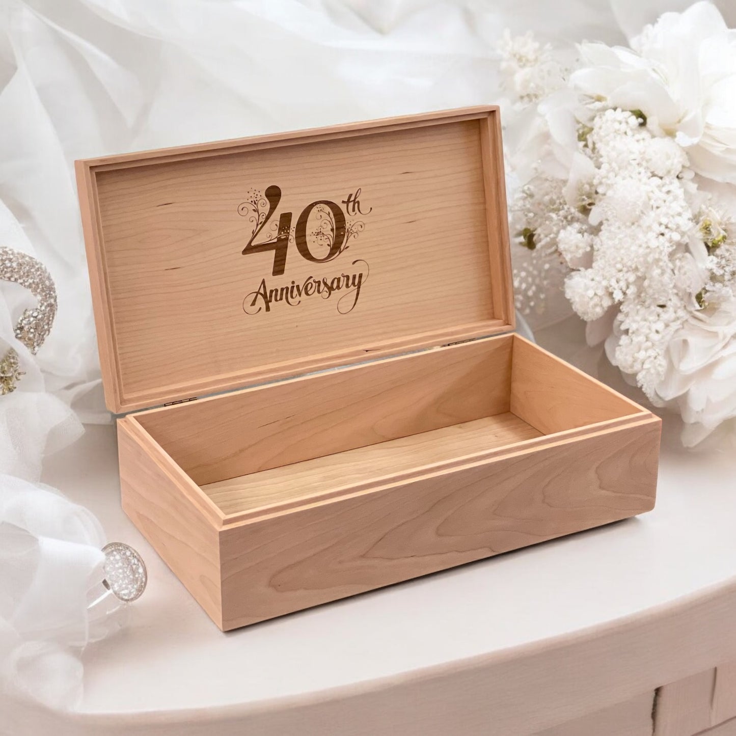 Personalized Anniversary Gift Wine Box for Couples Keepsake Box Memory Box Custom Engraved Anniversary Box for Wedding Gift for Her