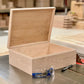 Large Wooden Box with Hinged Lid | Unfinished Storage Box | 13 3/8 x 10 1/4 x 4 3/4 | Custom Engraving Available | The Designcraft Studio