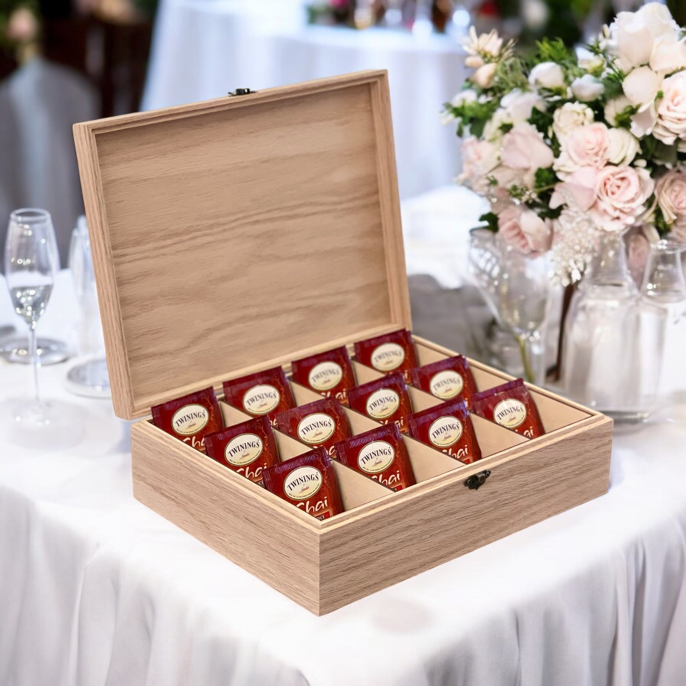 Personalized Tea Box in Natural Cherry Tea store Chest