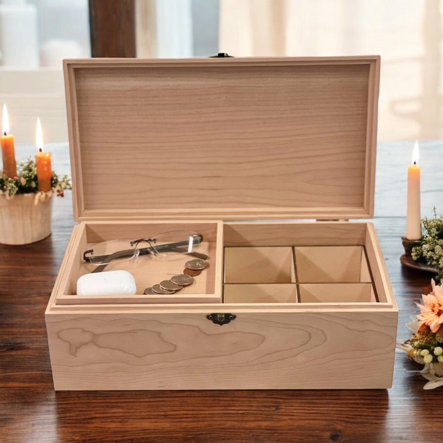 Watch Box Wood Watch Box for Men Wooden Watch Box Organizer Watch Box Personalized Watch Storage Case Laser Engrave Valet Tray Wood