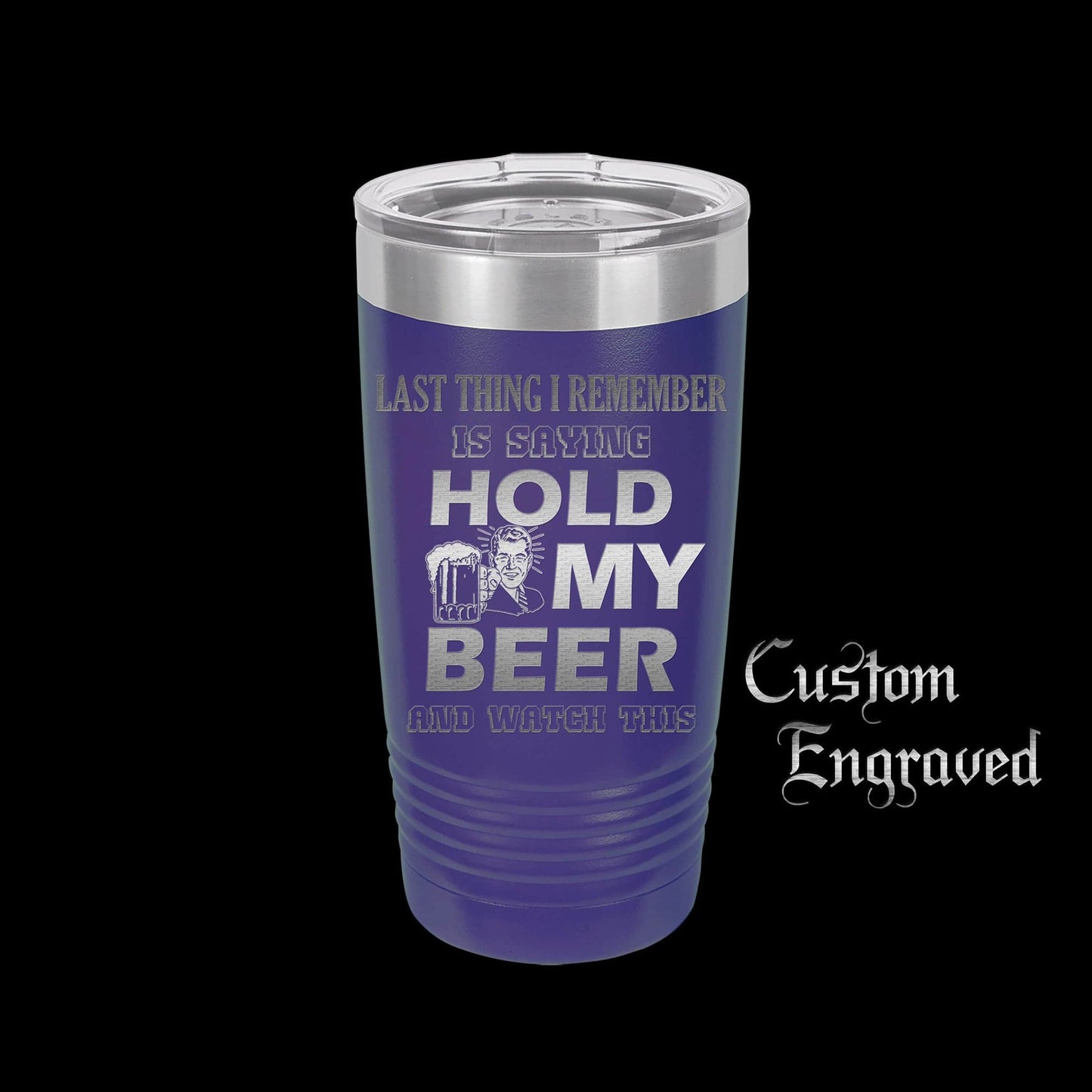 The Designcraft Studio Hold My Beer And Watch This Travel Mug, Stainless Steel, Powder Coated Tumbler, Polar Camel, Engraved, Coffee Mug, Fun Gift