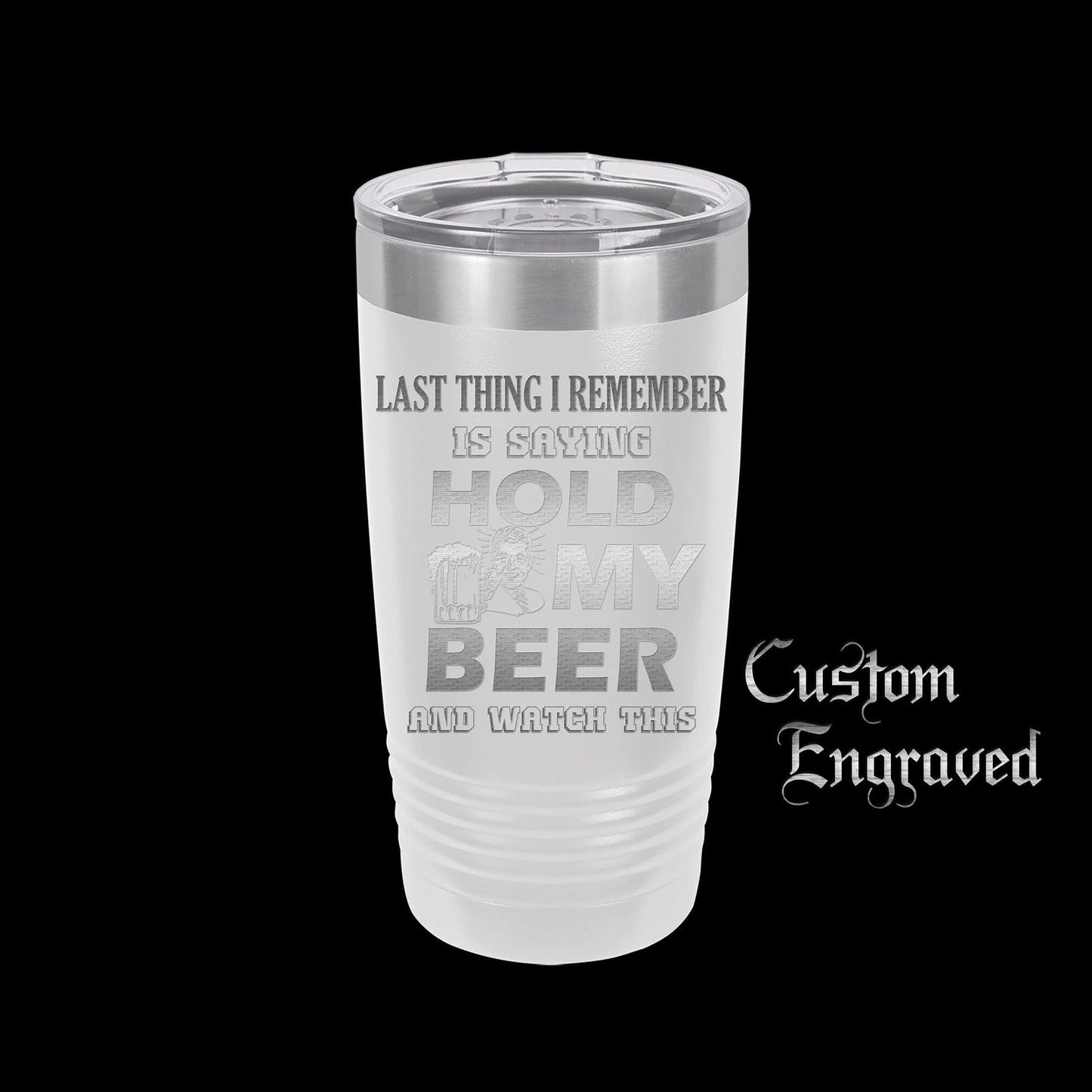 The Designcraft Studio Hold My Beer And Watch This Travel Mug, Stainless Steel, Powder Coated Tumbler, Polar Camel, Engraved, Coffee Mug, Fun Gift