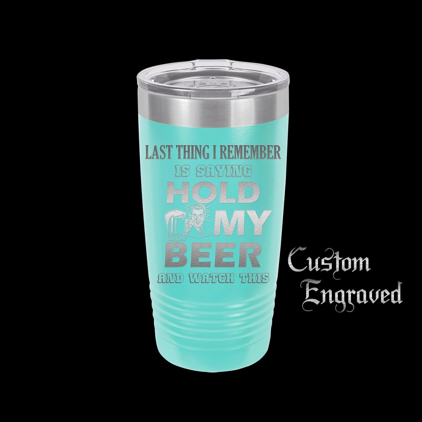 The Designcraft Studio Hold My Beer And Watch This Travel Mug, Stainless Steel, Powder Coated Tumbler, Polar Camel, Engraved, Coffee Mug, Fun Gift