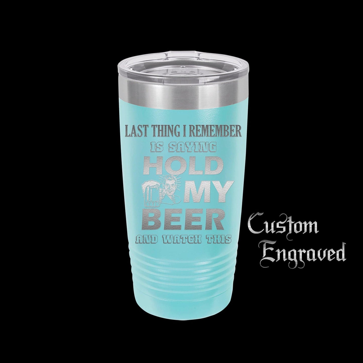 The Designcraft Studio Hold My Beer And Watch This Travel Mug, Stainless Steel, Powder Coated Tumbler, Polar Camel, Engraved, Coffee Mug, Fun Gift