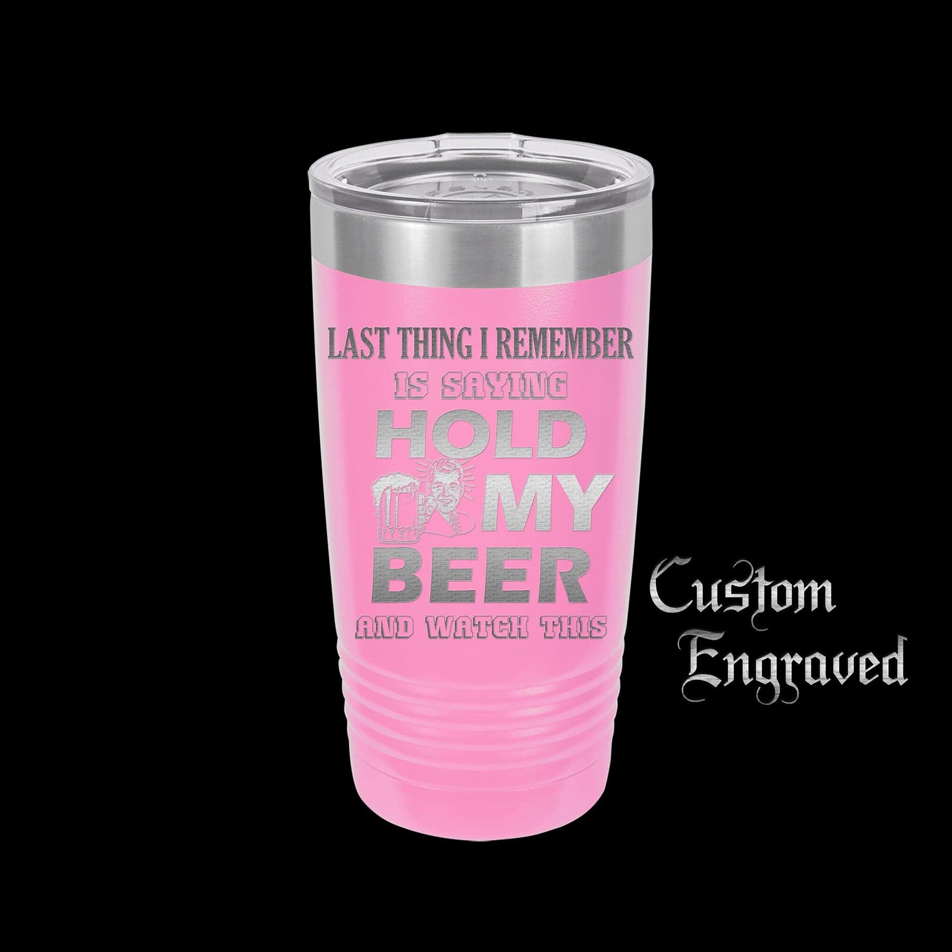 The Designcraft Studio Hold My Beer And Watch This Travel Mug, Stainless Steel, Powder Coated Tumbler, Polar Camel, Engraved, Coffee Mug, Fun Gift