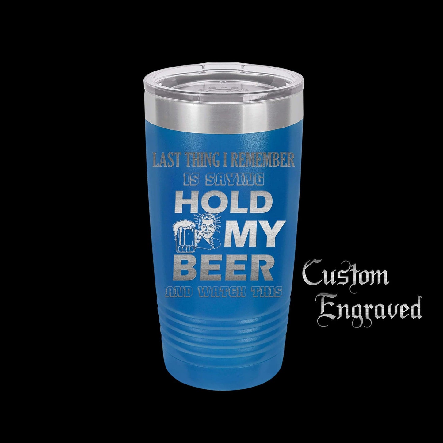 The Designcraft Studio Hold My Beer And Watch This Travel Mug, Stainless Steel, Powder Coated Tumbler, Polar Camel, Engraved, Coffee Mug, Fun Gift