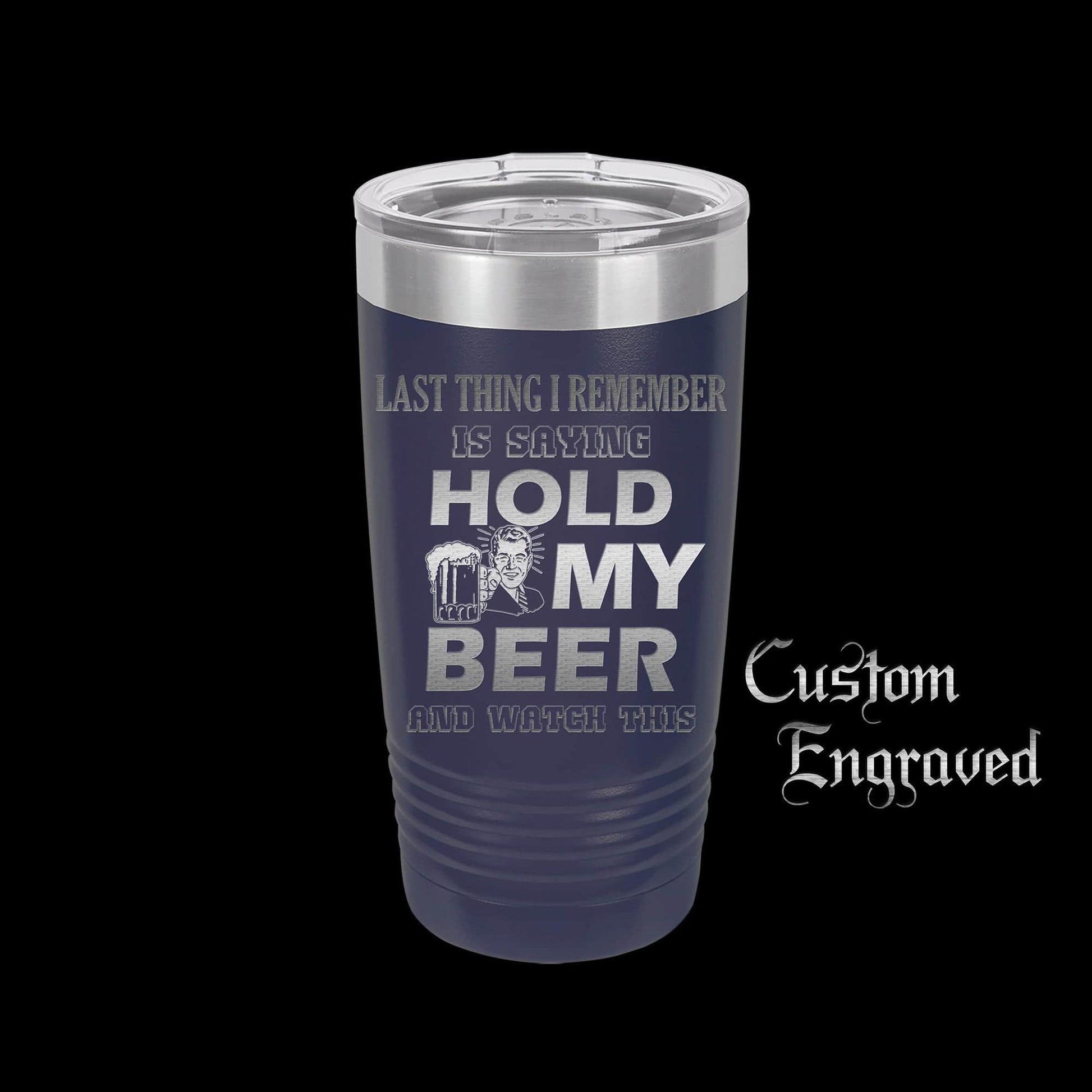 The Designcraft Studio Hold My Beer And Watch This Travel Mug, Stainless Steel, Powder Coated Tumbler, Polar Camel, Engraved, Coffee Mug, Fun Gift