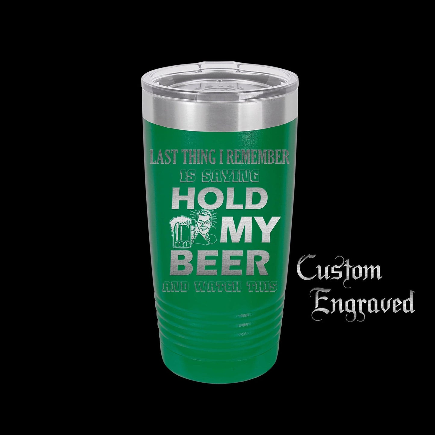 The Designcraft Studio Hold My Beer And Watch This Travel Mug, Stainless Steel, Powder Coated Tumbler, Polar Camel, Engraved, Coffee Mug, Fun Gift