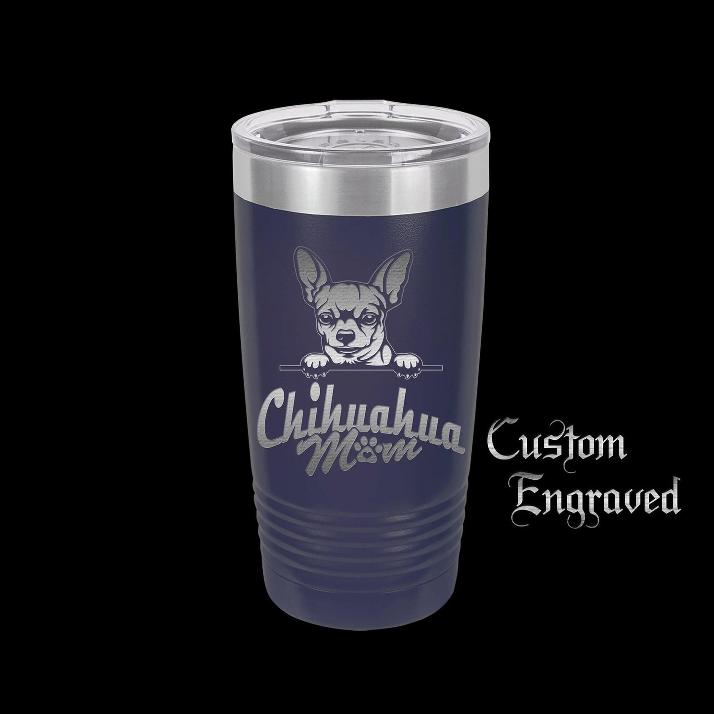 The Designcraft Studio Home & Garden Chihuahua Mom Travel Mug, Stainless Steel, Powder Coated Tumbler, Polar Camel, Engraved, Coffee Mug, Mom Gift