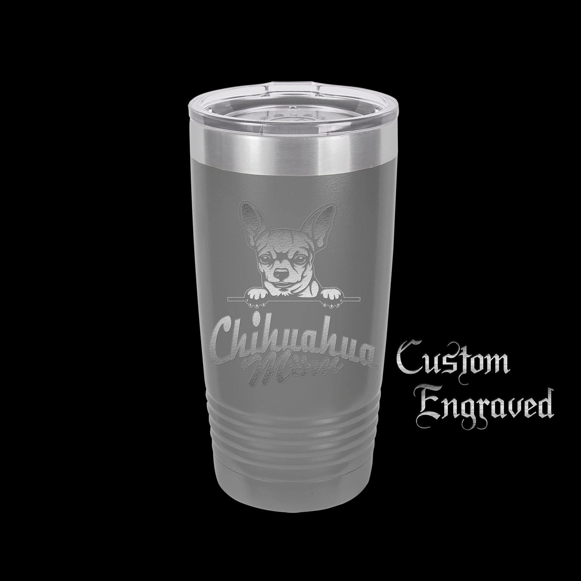 The Designcraft Studio Home & Garden Chihuahua Mom Travel Mug, Stainless Steel, Powder Coated Tumbler, Polar Camel, Engraved, Coffee Mug, Mom Gift