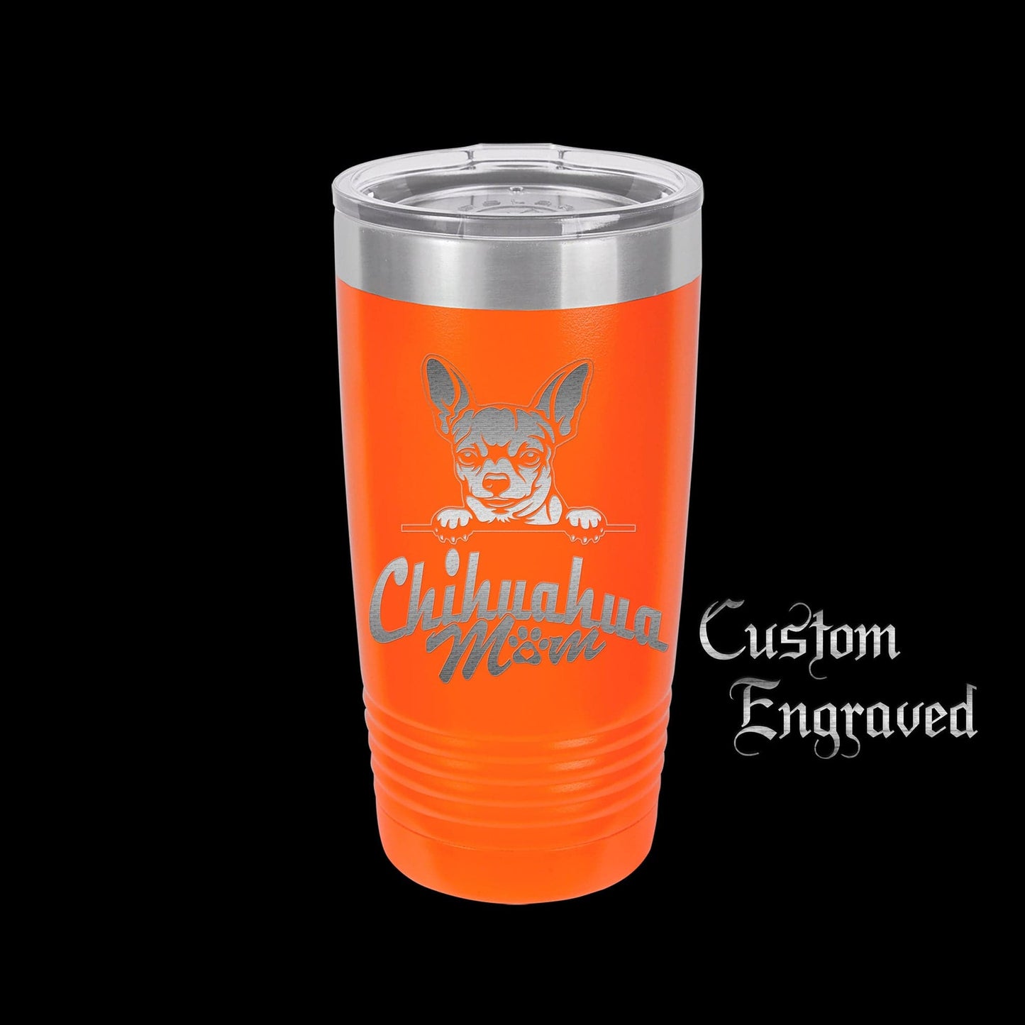 The Designcraft Studio Home & Garden Chihuahua Mom Travel Mug, Stainless Steel, Powder Coated Tumbler, Polar Camel, Engraved, Coffee Mug, Mom Gift