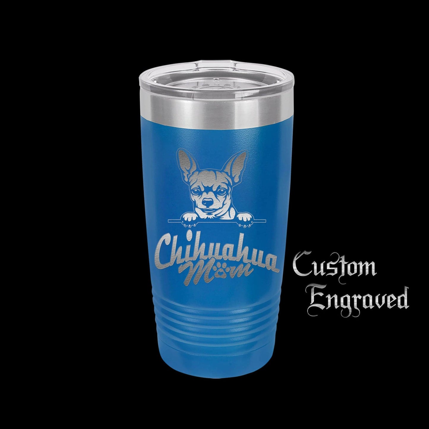 The Designcraft Studio Home & Garden Chihuahua Mom Travel Mug, Stainless Steel, Powder Coated Tumbler, Polar Camel, Engraved, Coffee Mug, Mom Gift