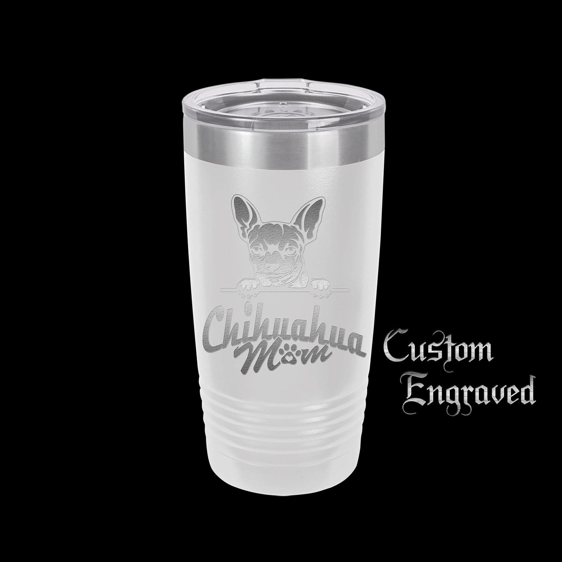 The Designcraft Studio Home & Garden Chihuahua Mom Travel Mug, Stainless Steel, Powder Coated Tumbler, Polar Camel, Engraved, Coffee Mug, Mom Gift