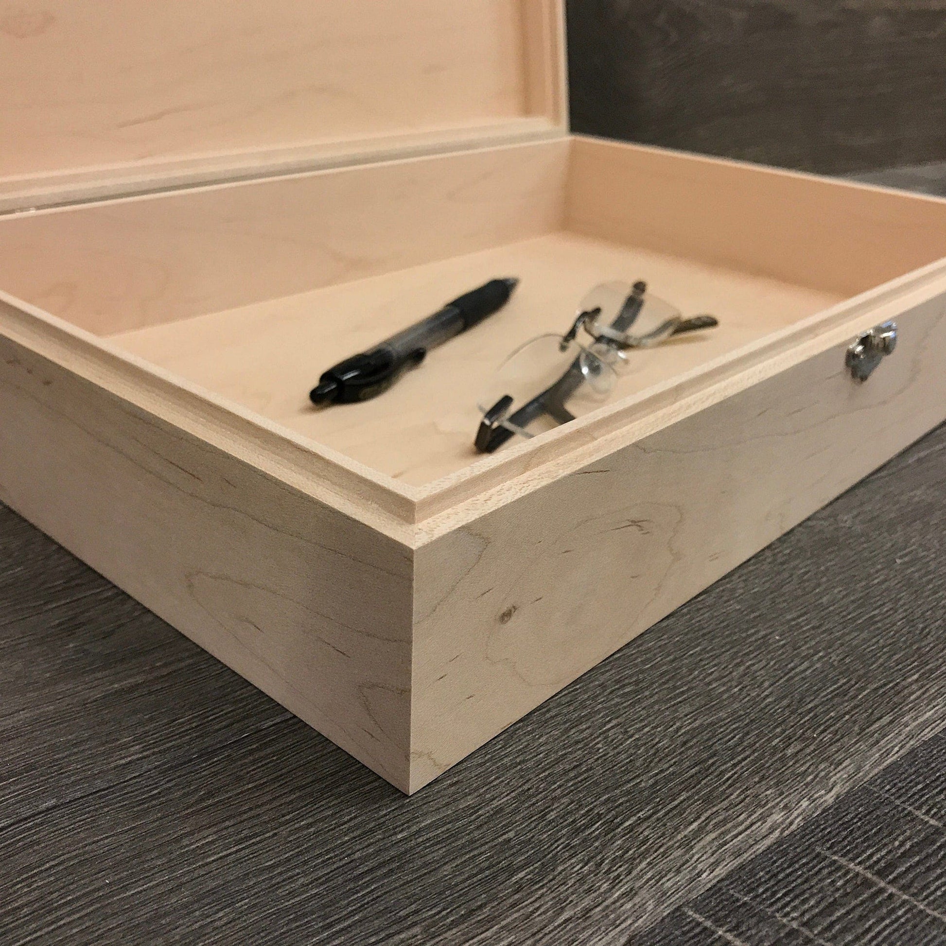 Unfinished Wood Box with Hinges and Latch 13 3/4 x 4 1/4 x 4