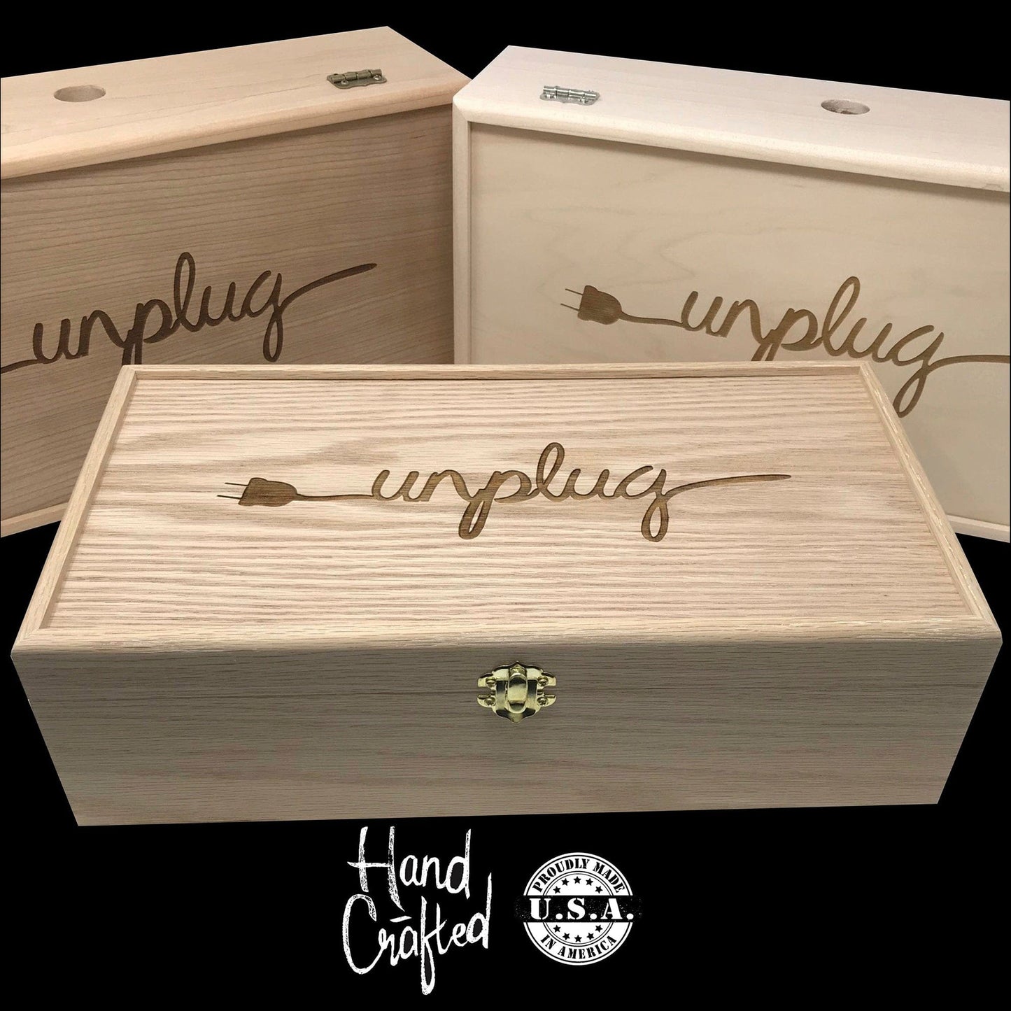 The Designcraft Studio Unplug Box, Custom Engraved Personalized Box, Family Phone Lock Up, Wood Cell Phone Holder, Cell Phone Time Out, Cell Phone Charging Station